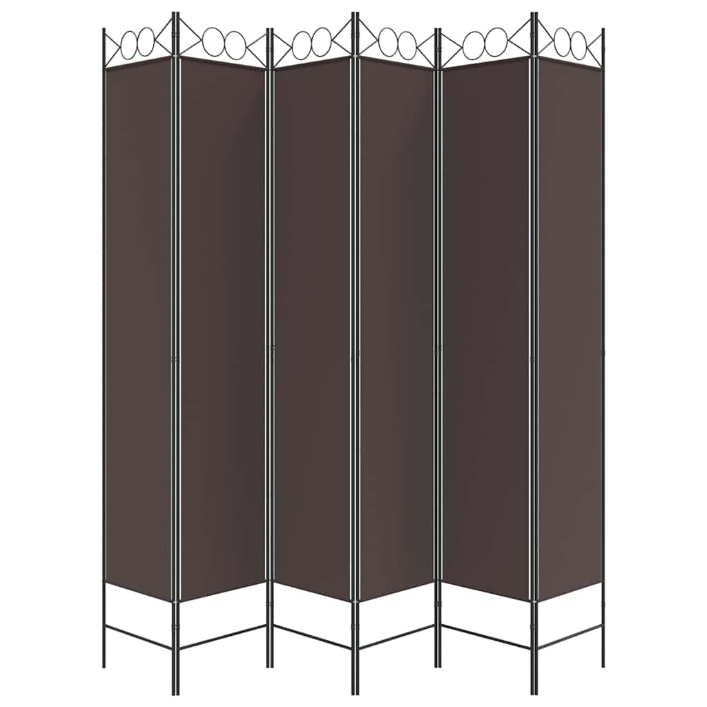 Divisorio a 6 Pannelli Marrone 240x220 cm in Tessuto