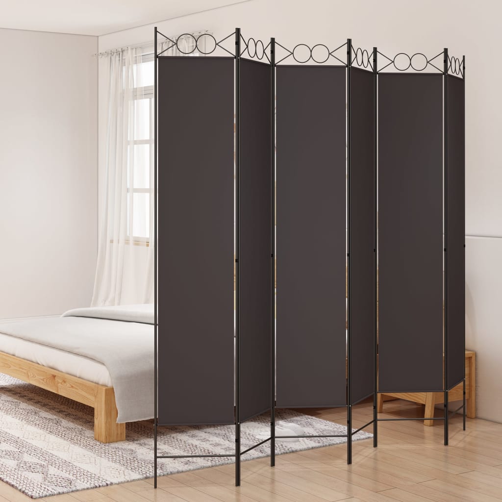 Divisorio a 6 Pannelli Marrone 240x220 cm in Tessuto | homemem39