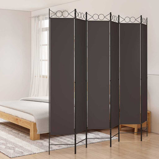 Divisorio a 6 Pannelli Marrone 240x220 cm in Tessuto | homemem39