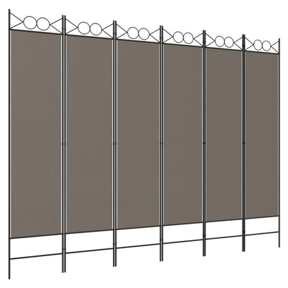Divisorio a 6 Pannelli Antracite 240 x 220 cm Tessuto | homemem39