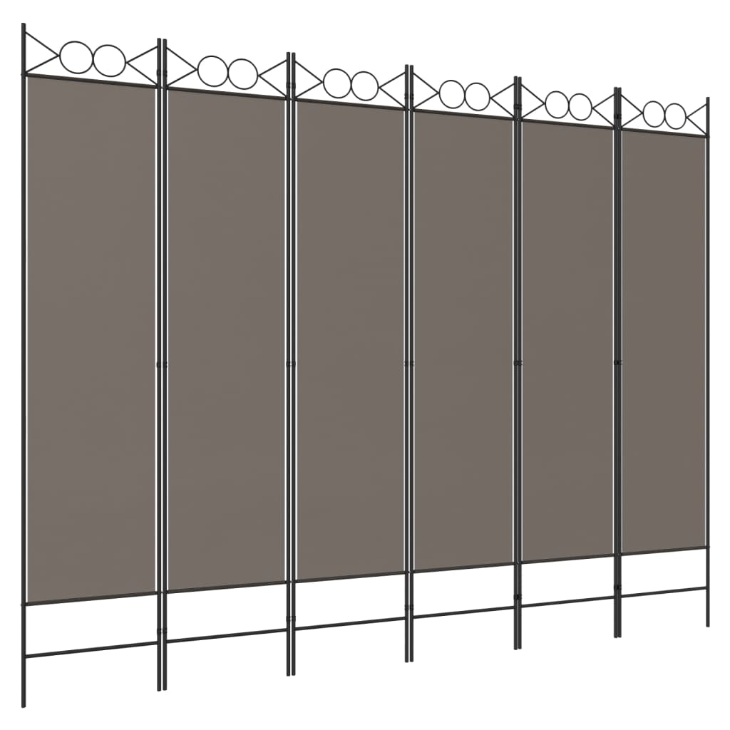 Divisorio a 6 Pannelli Antracite 240 x 220 cm Tessuto - homemem39