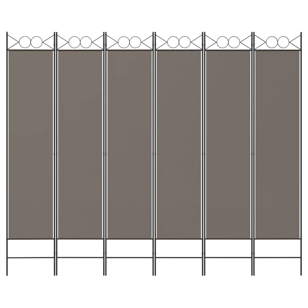 Divisorio a 6 Pannelli Antracite 240 x 220 cm Tessuto - homemem39
