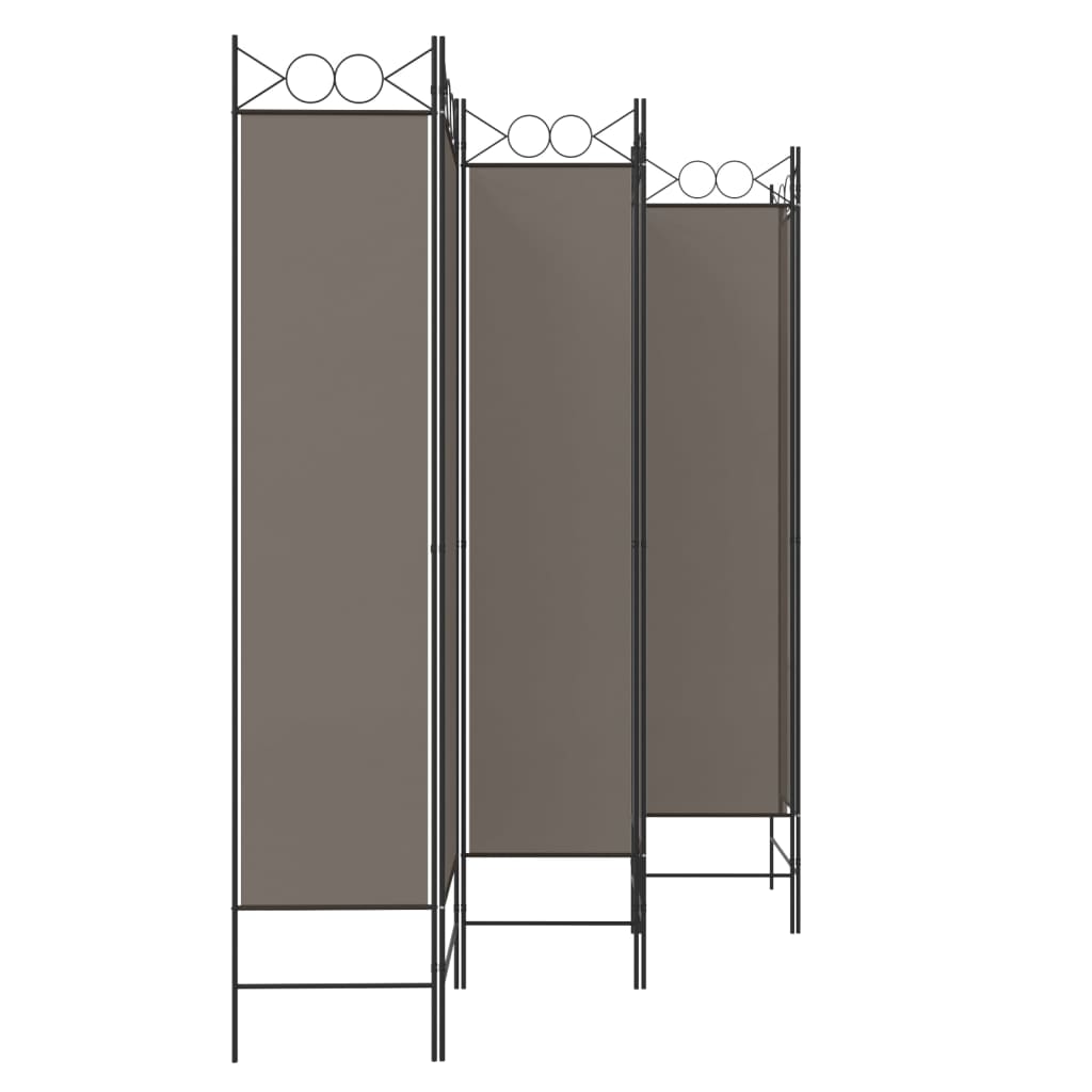 Divisorio a 6 Pannelli Antracite 240 x 220 cm Tessuto - homemem39