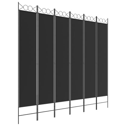 Divisorio a 6 Pannelli Nero 240 x 220 cm in Tessuto | homemem39