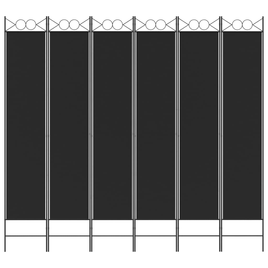 Divisorio a 6 Pannelli Nero 240 x 220 cm in Tessuto - homemem39