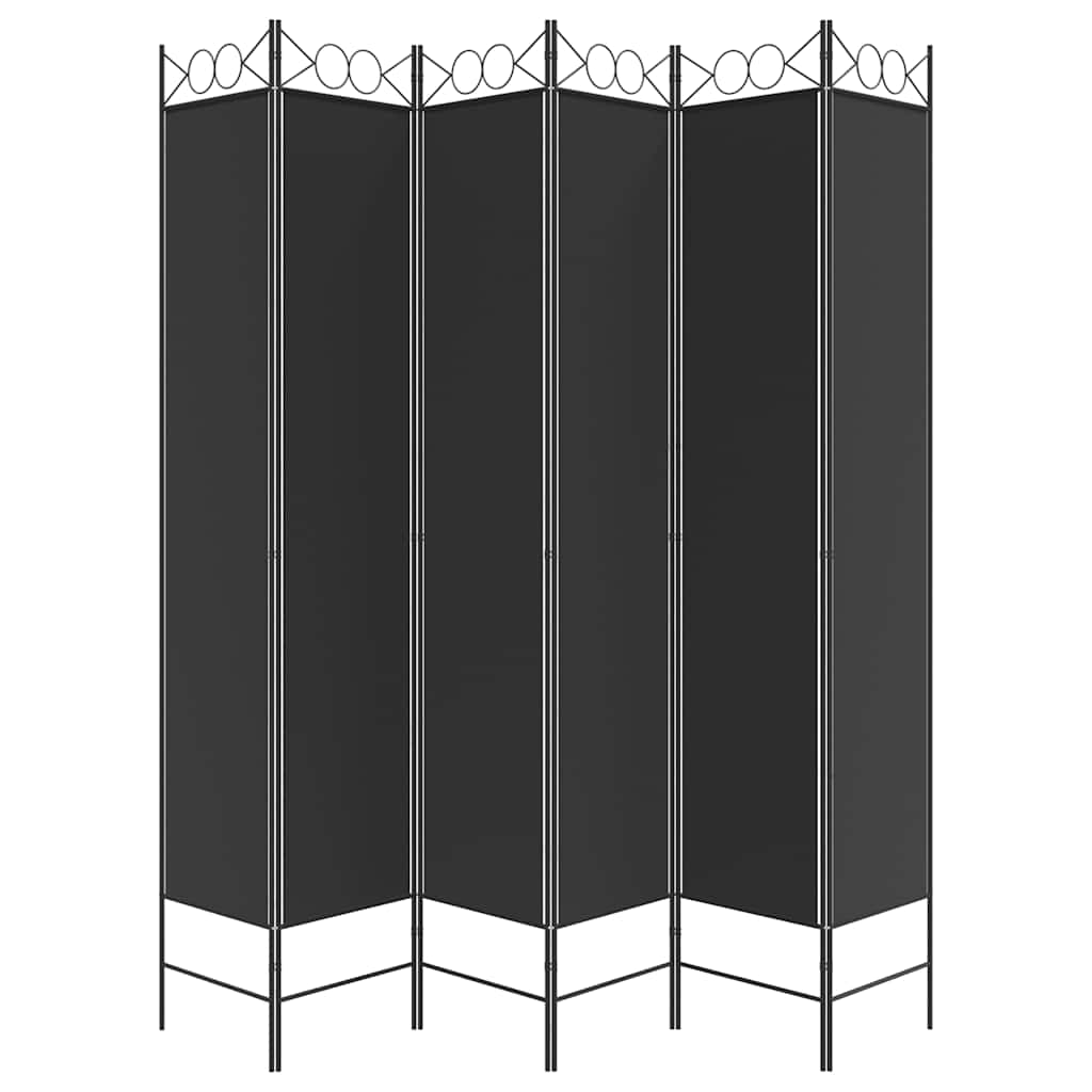 Divisorio a 6 Pannelli Nero 240 x 220 cm in Tessuto - homemem39