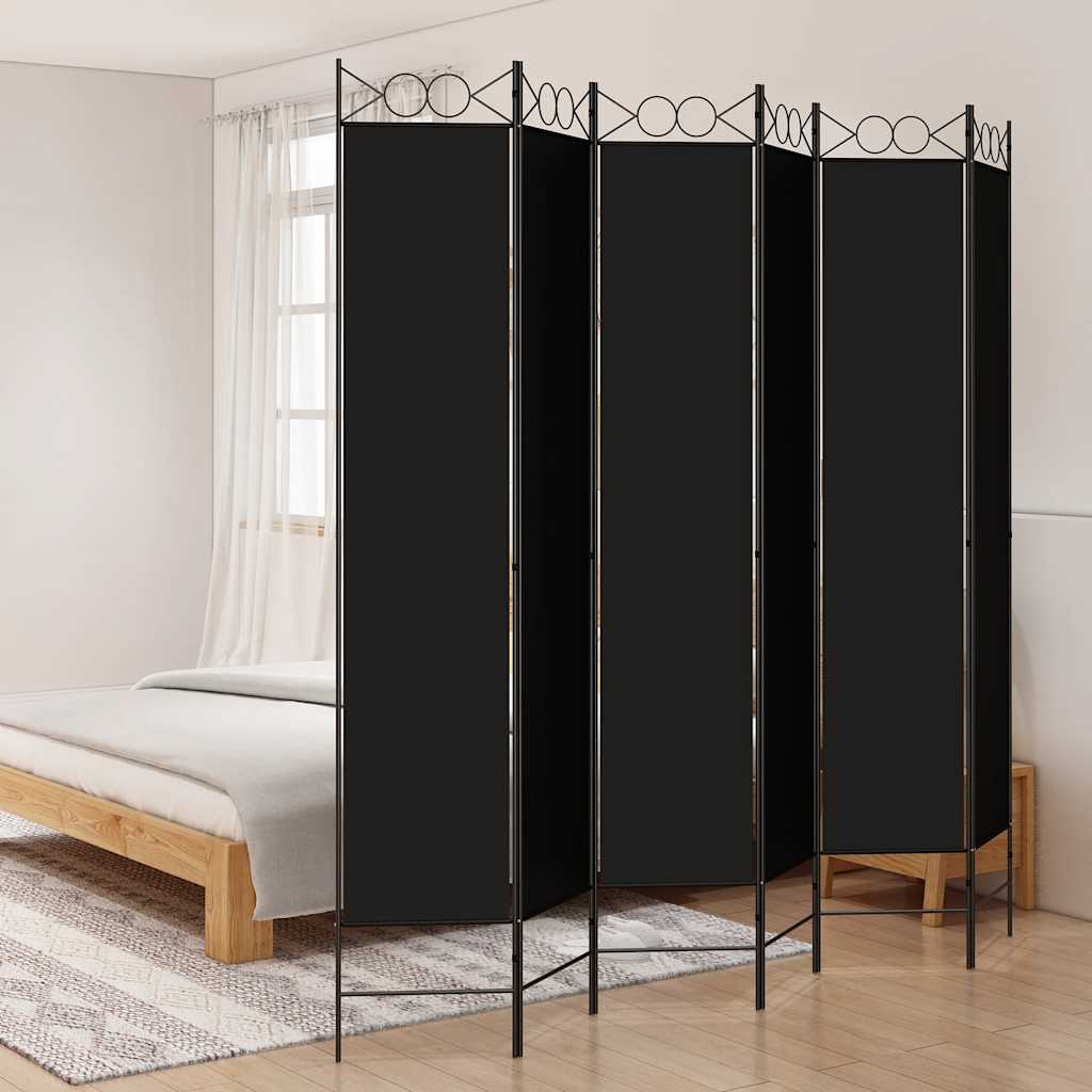 Divisorio a 6 Pannelli Nero 240 x 220 cm in Tessuto - homemem39