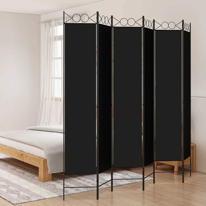 Divisorio a 6 Pannelli Nero 240 x 220 cm in Tessuto - homemem39