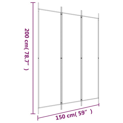 vidaXL Divisorio a 3 Pannelli Marrone 150x200 cm in Tessuto