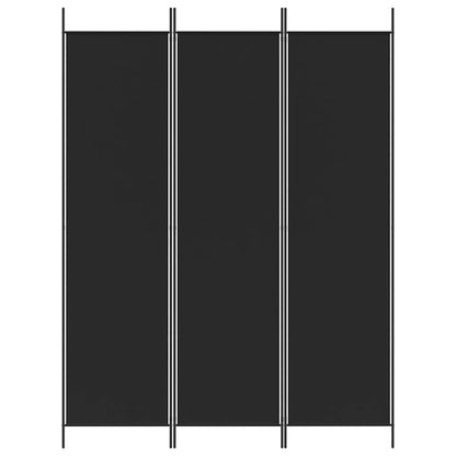 Divisorio a 3 Pannelli Nero 150x200 cm in Tessuto