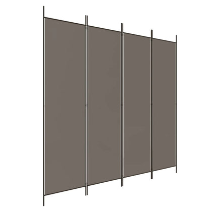 Divisorio a 4 Pannelli Antracite 200x200 cm Tessuto - homemem39