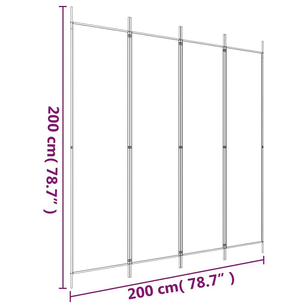 Divisorio a 4 Pannelli Antracite 200x200 cm Tessuto - homemem39