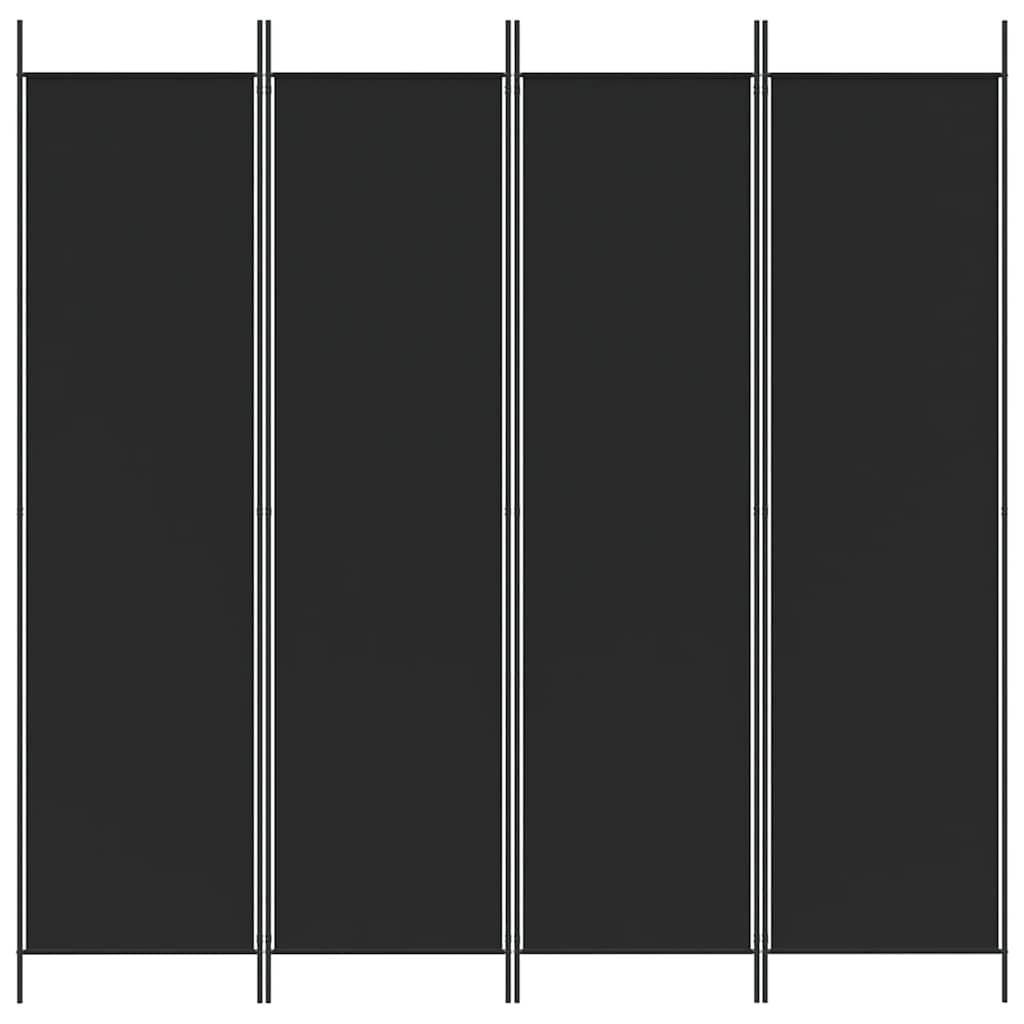 Divisorio a 4 Pannelli Nero 200x200 cm in Tessuto - homemem39