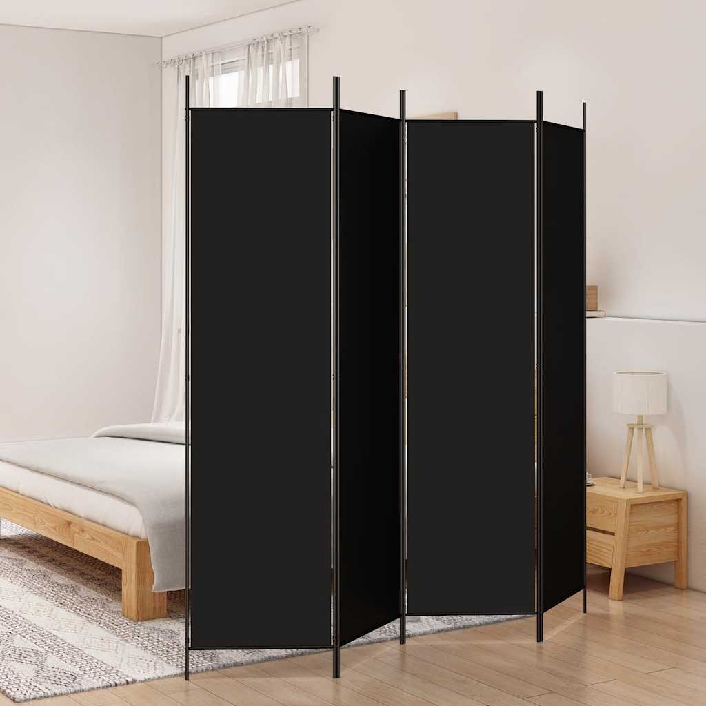 Divisorio a 4 Pannelli Nero 200x200 cm in Tessuto - homemem39