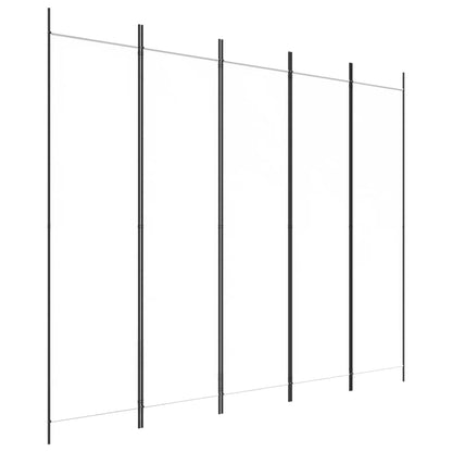 Divisorio a 5 Pannelli Bianco 250x200 cm Tessuto - homemem39