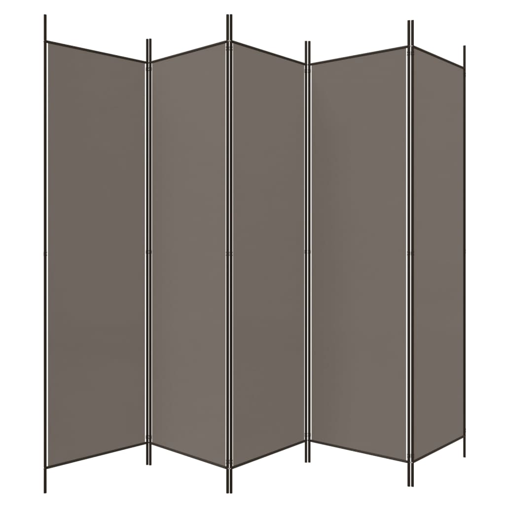 Divisorio a 5 Pannelli Antracite 250x200 cm Tessuto