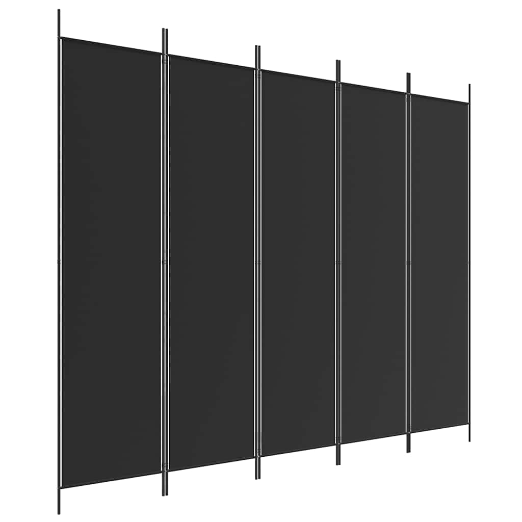Divisorio 5 Pannelli Nero 250x200 cm Tessuto - homemem39