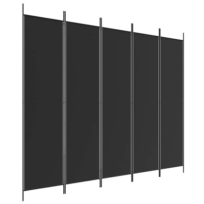 Divisorio 5 Pannelli Nero 250x200 cm Tessuto - homemem39