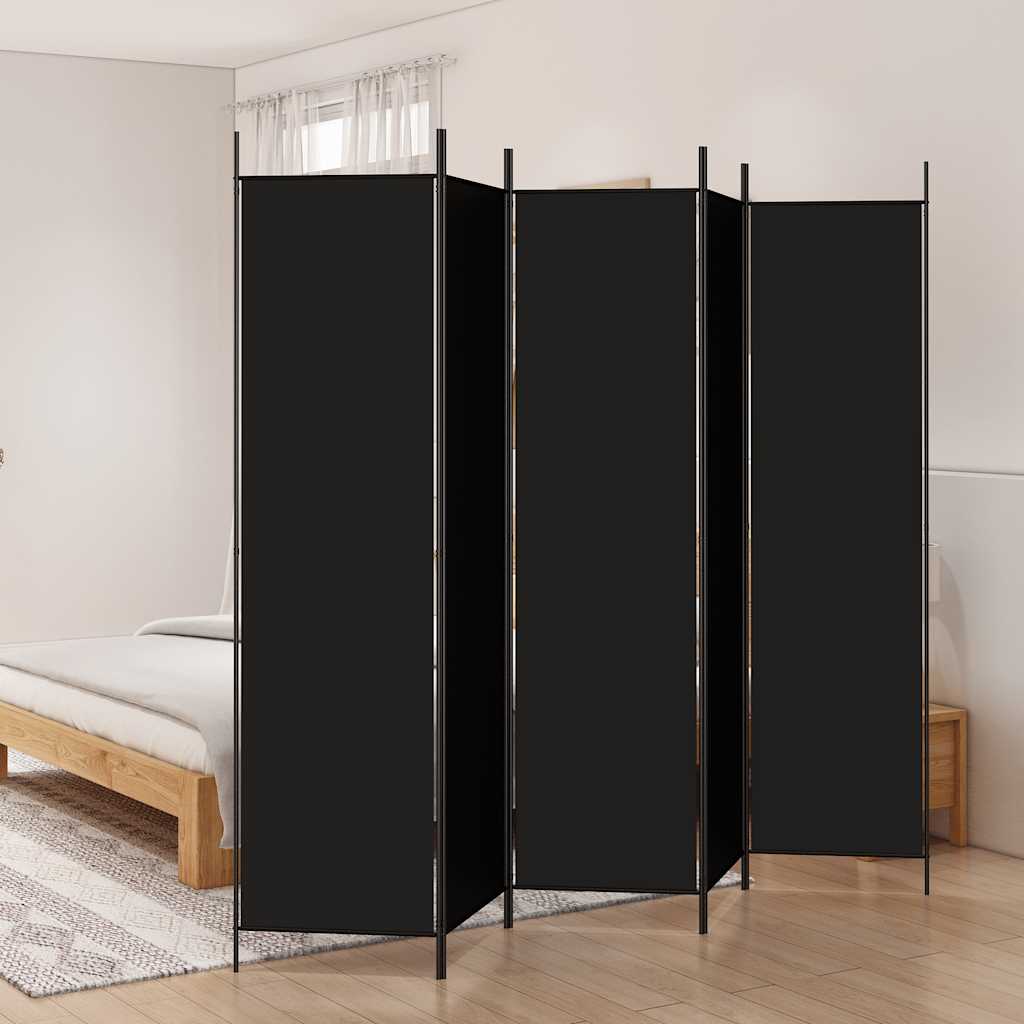 Divisorio 5 Pannelli Nero 250x200 cm Tessuto - homemem39
