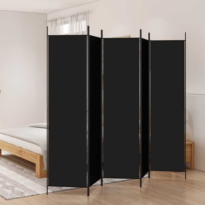 Divisorio 5 Pannelli Nero 250x200 cm Tessuto - homemem39