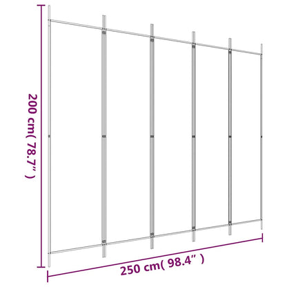 Divisorio 5 Pannelli Nero 250x200 cm Tessuto | homemem39