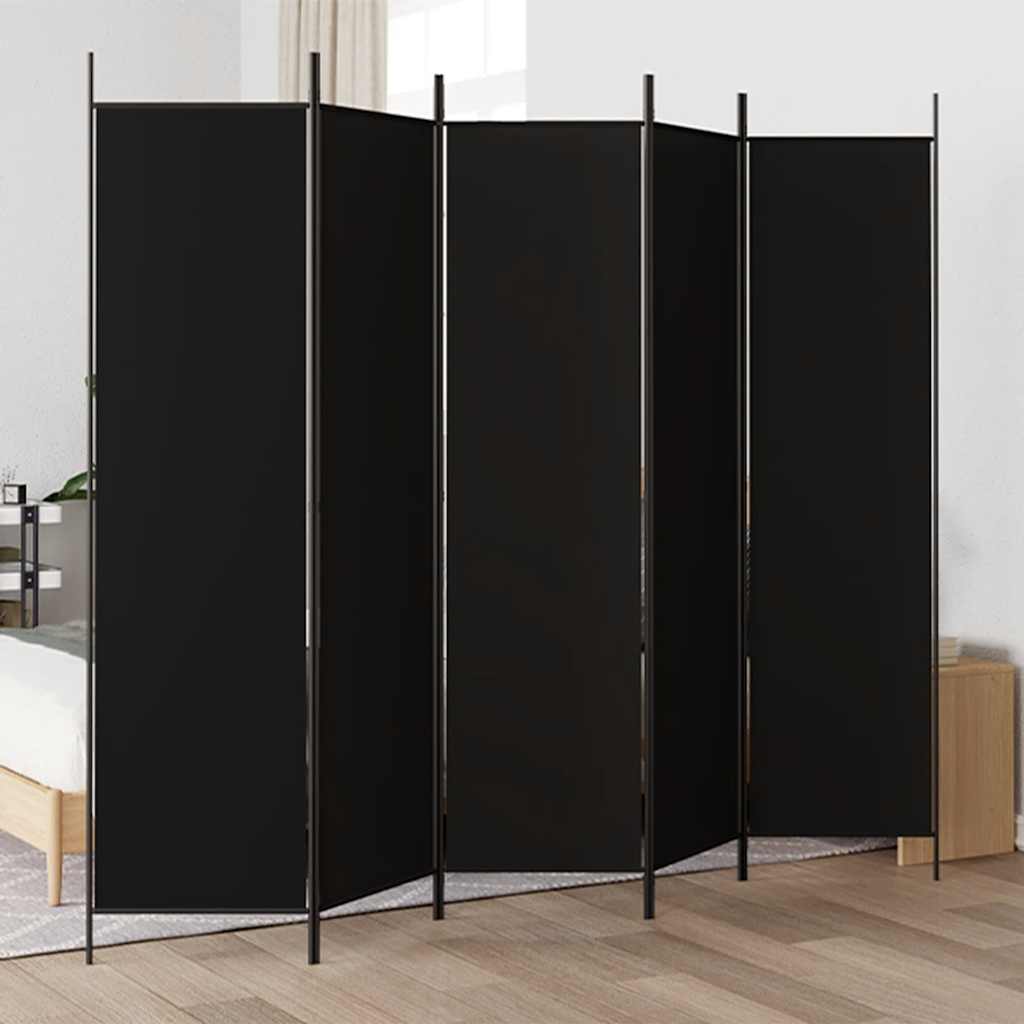 Divisorio 5 Pannelli Nero 250x200 cm Tessuto - homemem39