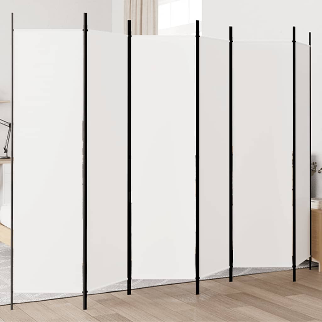 Divisorio a 6 Pannelli Bianco 300x200 cm Tessuto - homemem39
