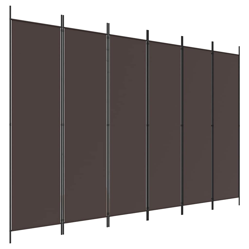 Divisorio a 6 Pannelli Marrone 300x200 cm in Tessuto