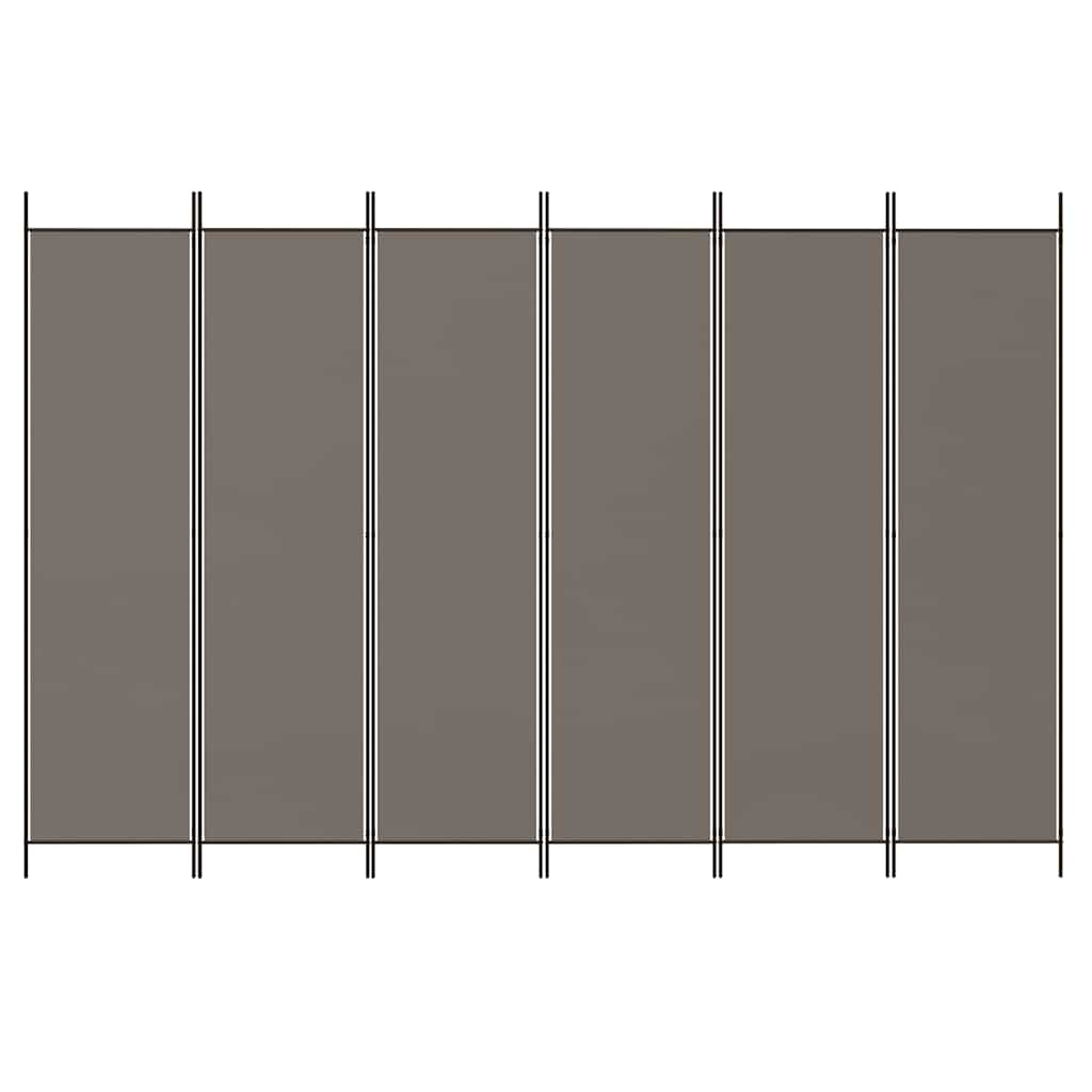 Divisorio a 6 Pannelli Antracite 300x200 cm Tessuto - homemem39