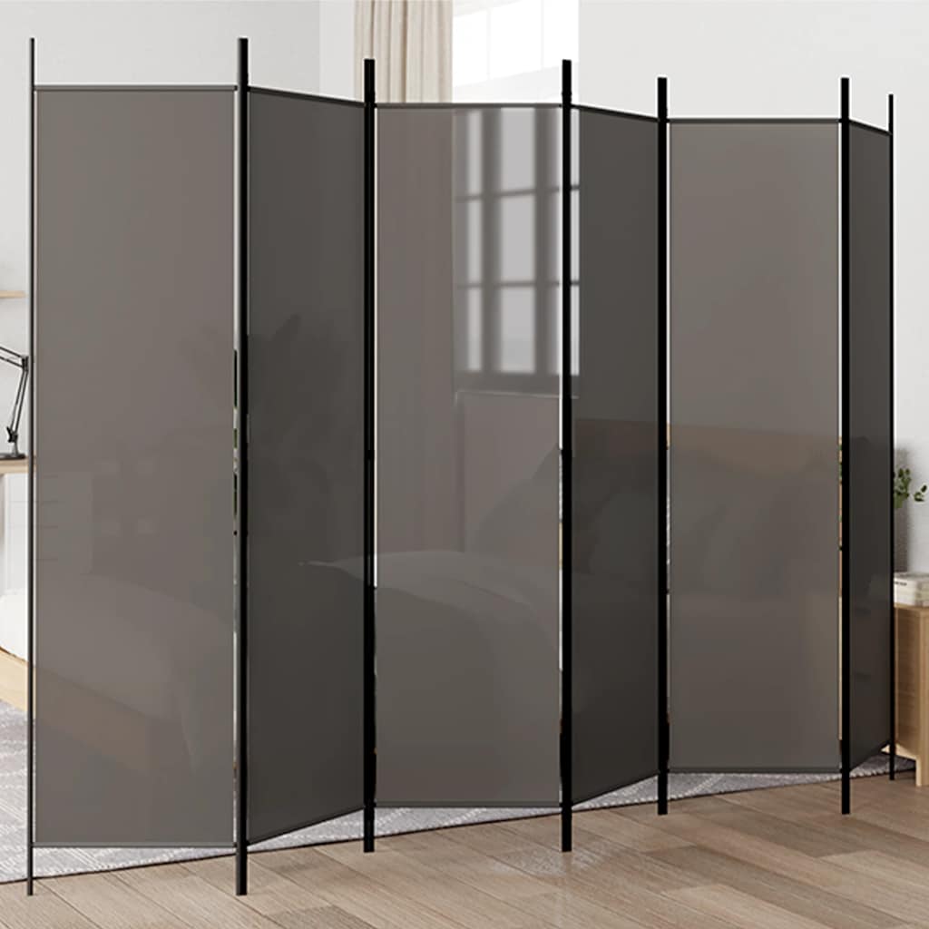 Divisorio a 6 Pannelli Antracite 300x200 cm Tessuto - homemem39