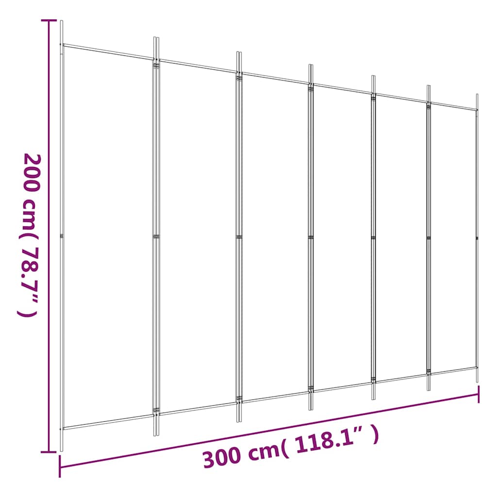 Divisorio a 6 Pannelli Nero 300x200 cm in Tessuto | homemem39