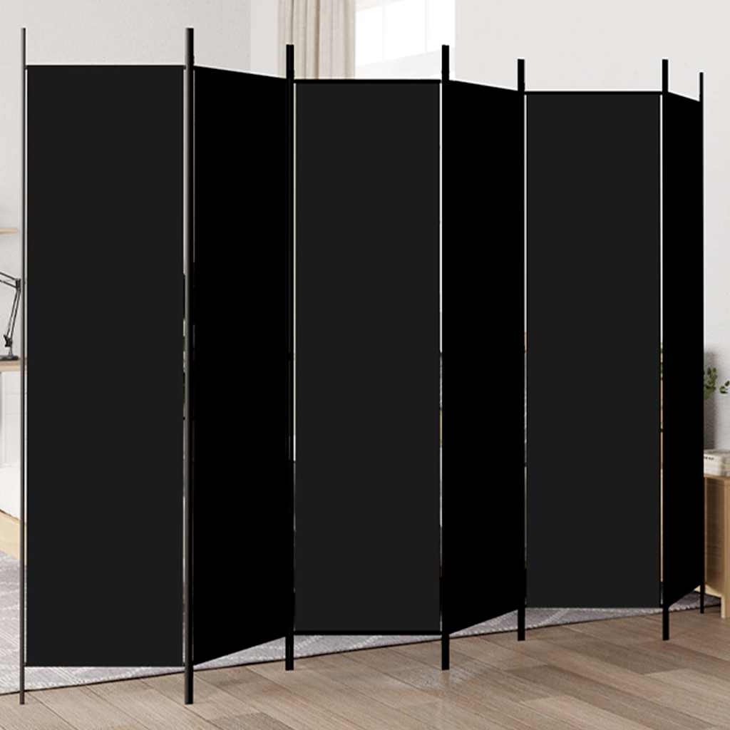 Divisorio a 6 Pannelli Nero 300x200 cm in Tessuto - homemem39