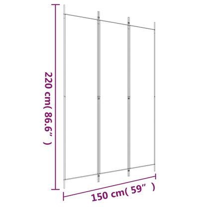 Divisorio a 3 Pannelli bianco 150x220 cm in Tessuto - homemem39