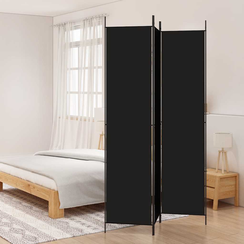 Divisorio a 3 Pannelli Nero 150x220 cm in Tessuto - homemem39