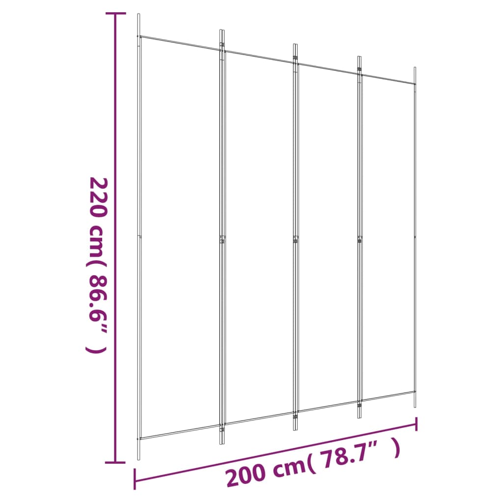 Divisorio a 4 Pannelli Bianco 200x220 cm Tessuto - homemem39