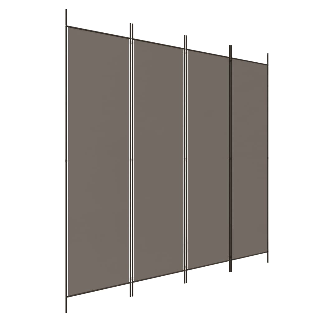 Divisorio a 4 Pannelli Antracite 200x220 cm Tessuto - homemem39