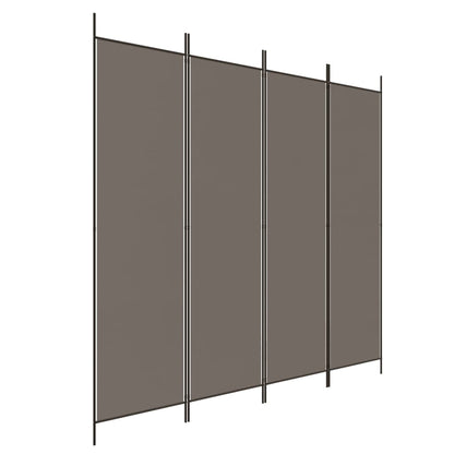 Divisorio a 4 Pannelli Antracite 200x220 cm Tessuto - homemem39