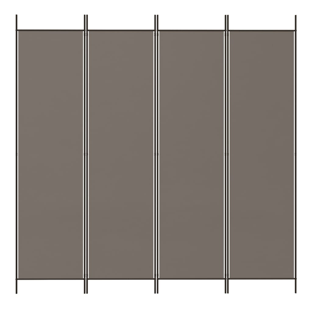 Divisorio a 4 Pannelli Antracite 200x220 cm Tessuto - homemem39