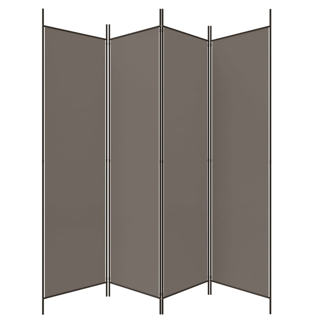 Divisorio a 4 Pannelli Antracite 200x220 cm Tessuto - homemem39