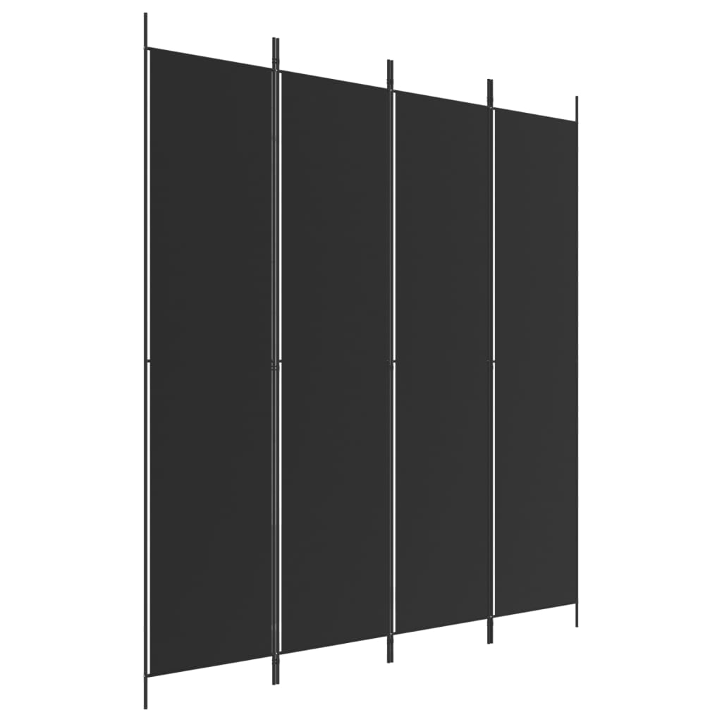 Divisorio a 4 Pannelli Nero 200x220 cm in Tessuto - homemem39
