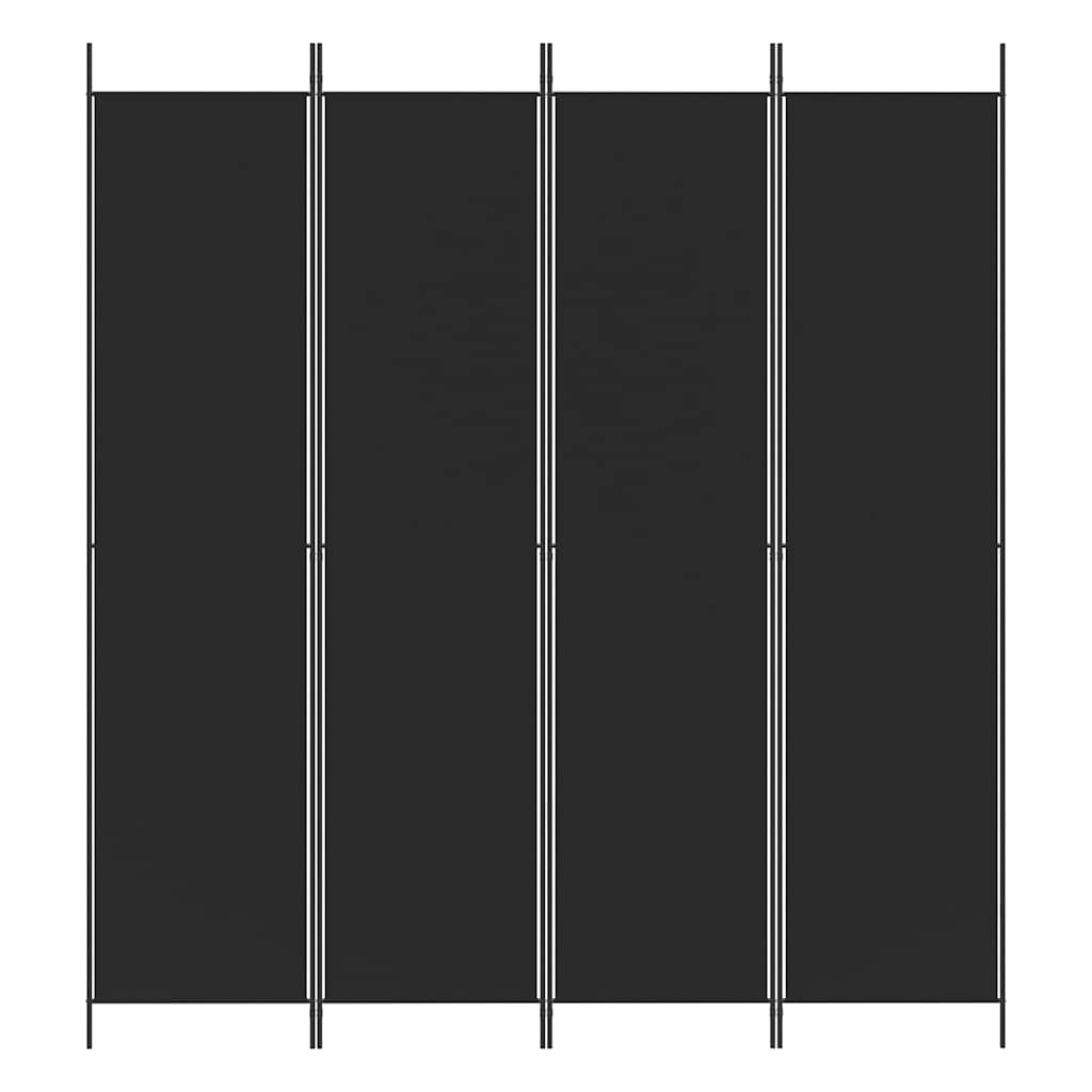 Divisorio a 4 Pannelli Nero 200x220 cm in Tessuto - homemem39