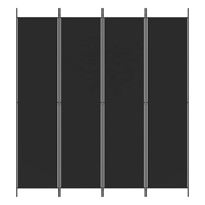 Divisorio a 4 Pannelli Nero 200x220 cm in Tessuto - homemem39