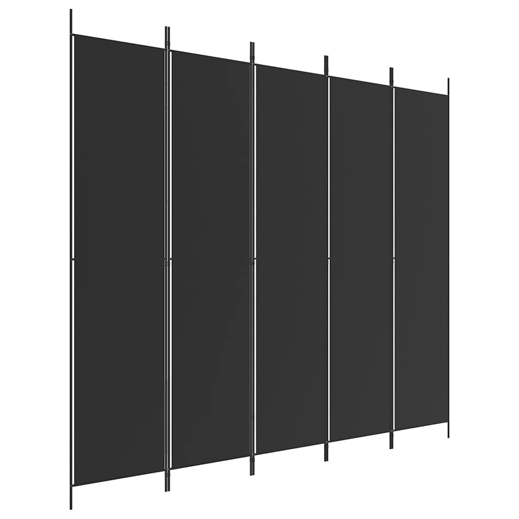 Divisorio 5 Pannelli Nero 250x220 cm Tessuto - homemem39