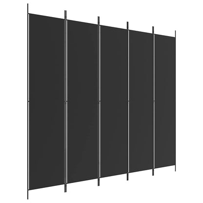 Divisorio 5 Pannelli Nero 250x220 cm Tessuto - homemem39