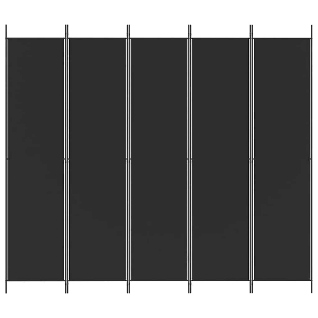 Divisorio 5 Pannelli Nero 250x220 cm Tessuto - homemem39
