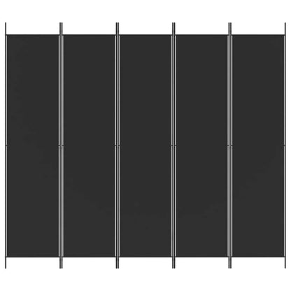 Divisorio 5 Pannelli Nero 250x220 cm Tessuto - homemem39