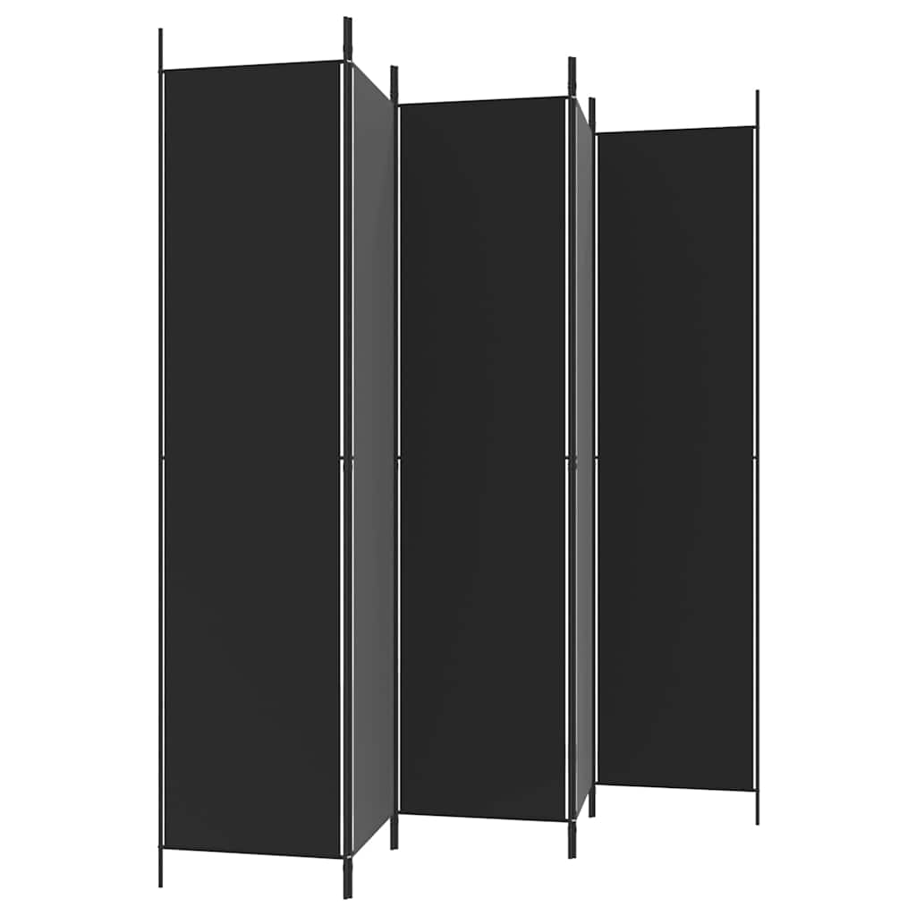 Divisorio 5 Pannelli Nero 250x220 cm Tessuto - homemem39