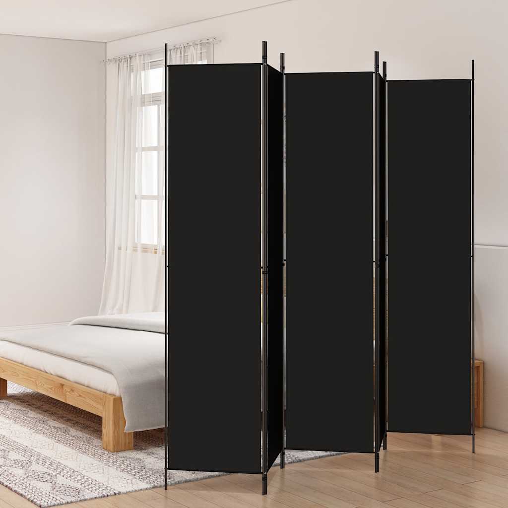 Divisorio 5 Pannelli Nero 250x220 cm Tessuto - homemem39