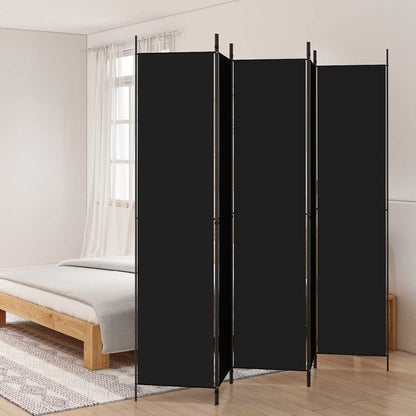 Divisorio 5 Pannelli Nero 250x220 cm Tessuto - homemem39