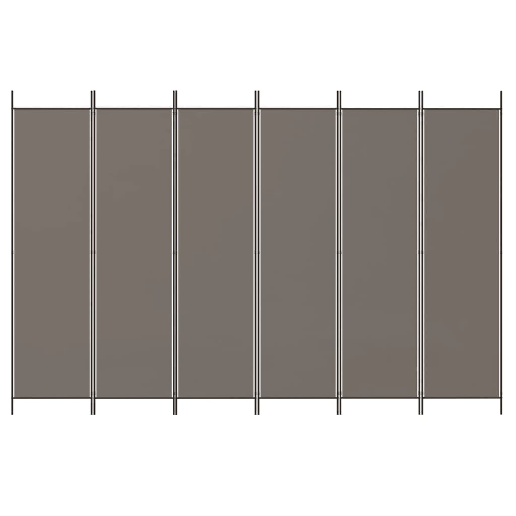 Divisorio a 6 Pannelli Antracite 300x220 cm Tessuto - homemem39